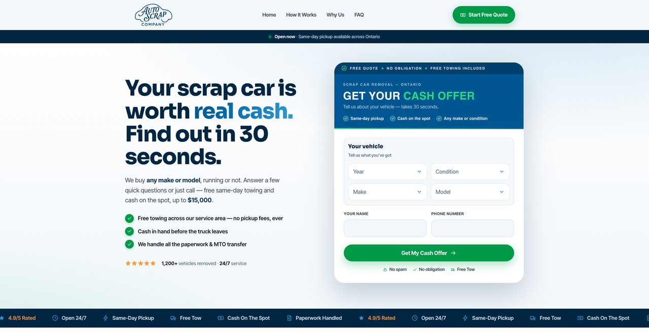 Website we built — instant quote form