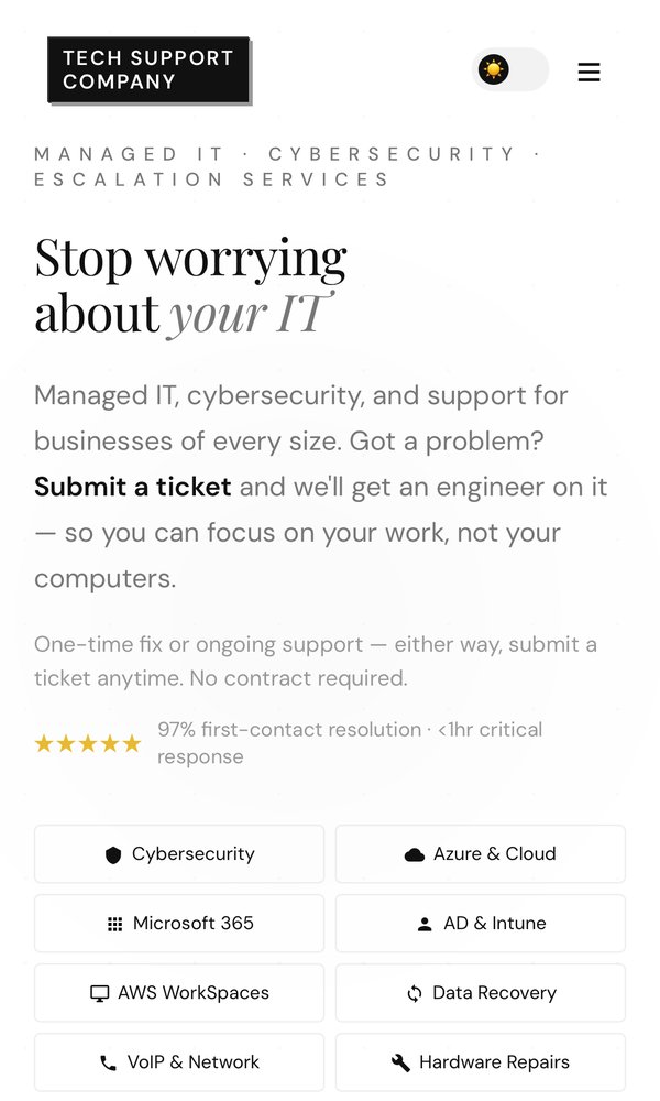 Mobile website we built — managed IT